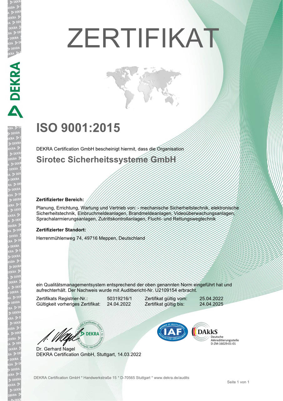Zertifikat RZ ISO 9001_2015_SIROTEC_2022_Vorschau