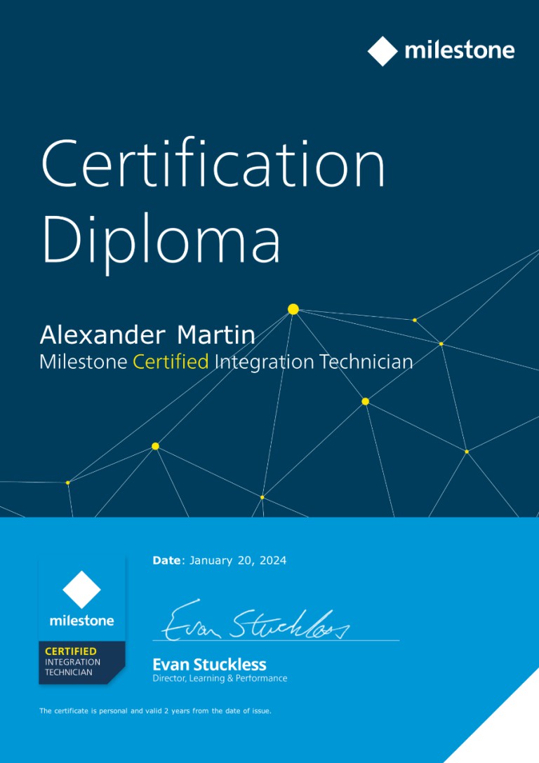 Alexander Martin-Milestone Certified Integration Technician (MCIT) Assessment - Abschluss Zertifikat_VORSCHAU